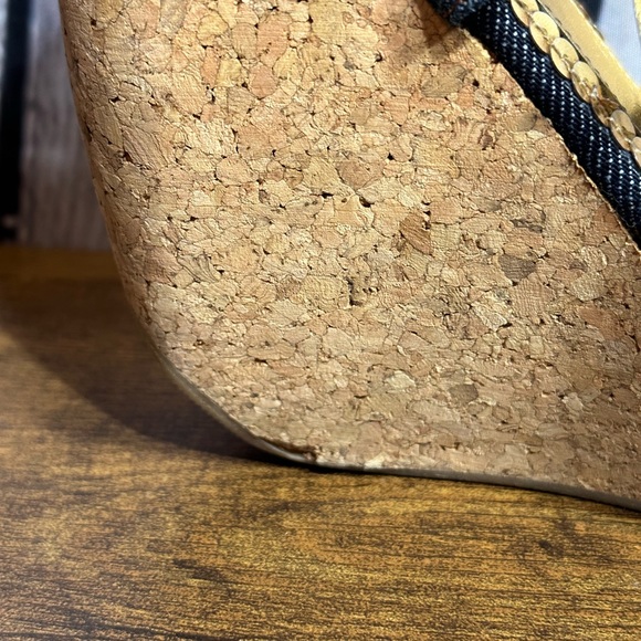 Dolce & Gabbana Vintage Blue Jean Cork Wedges size 35 - Picture 5 of 13